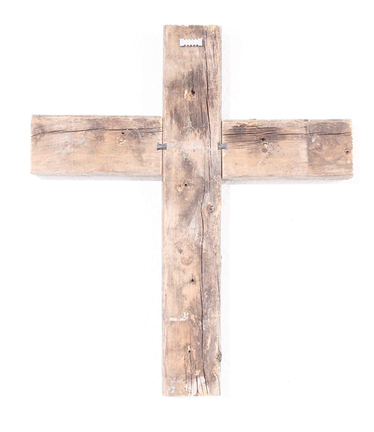 Rustic Weathered Grey Reclaimed Wood Cross Decoration