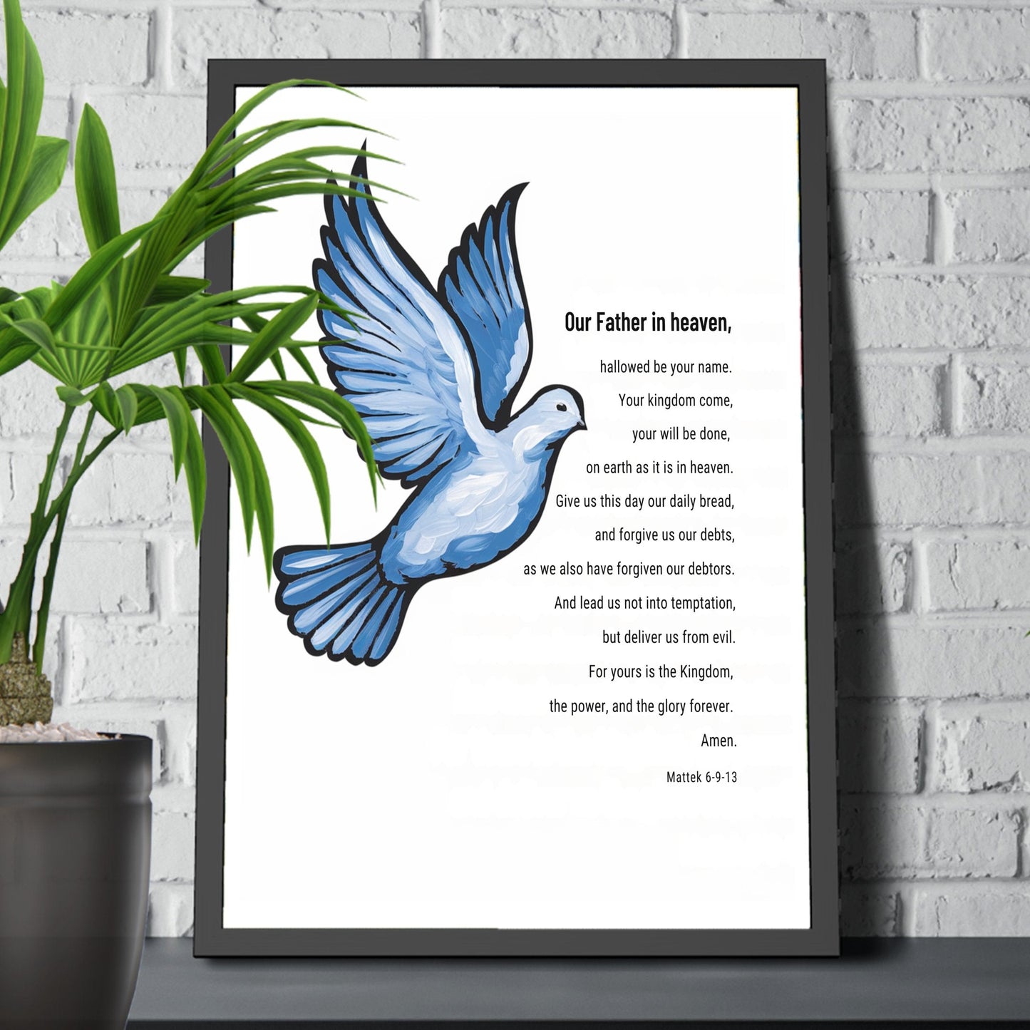 Wall Decor Giclee Poster Art Print - our Father Bible Verse - Dove