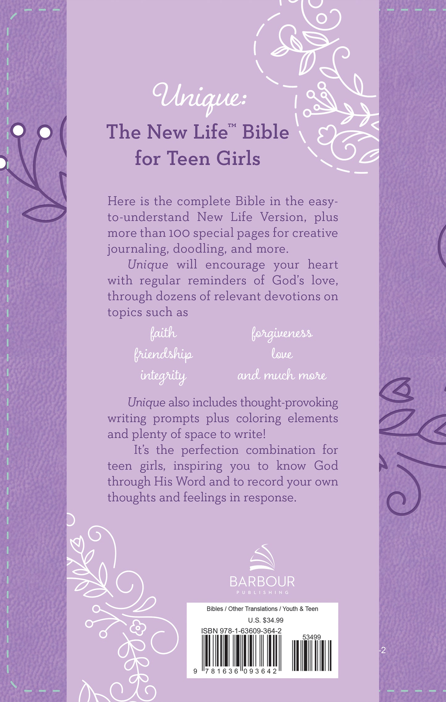 Unique : The New Life Bible for Teen Girls