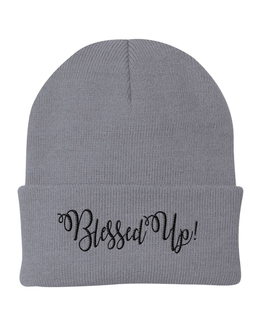 Beanie Cap / Blessed Up Embroidered Graphic - Cuffed Knit Hat