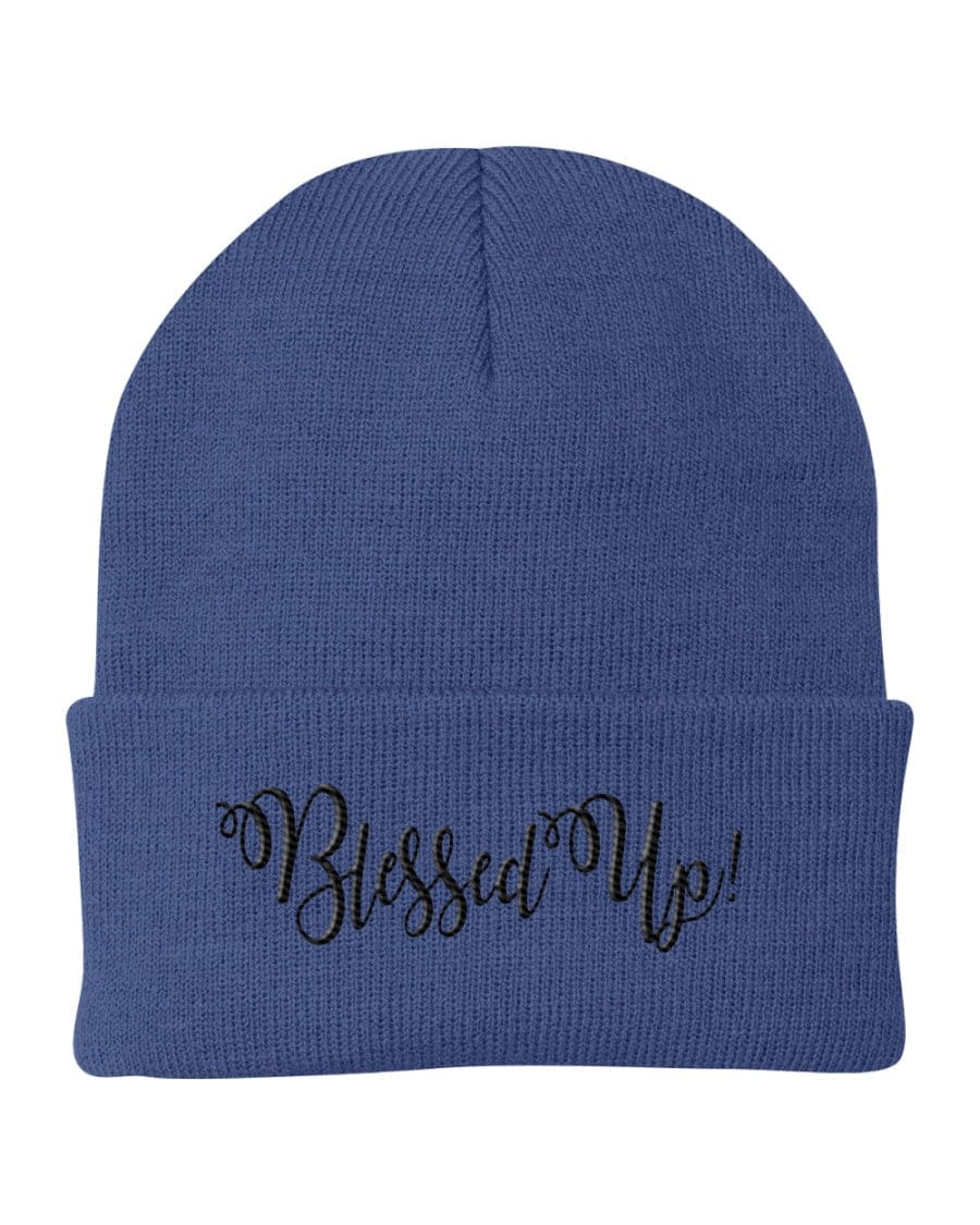 Beanie Cap / Blessed Up Embroidered Graphic - Cuffed Knit Hat