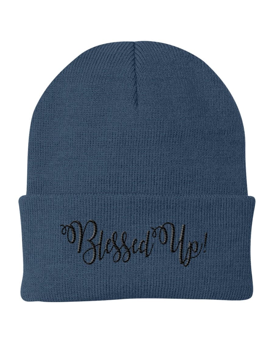 Beanie Cap / Blessed Up Embroidered Graphic - Cuffed Knit Hat