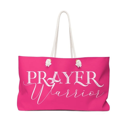 Weekender Tote Bag - Pink and White Prayer Warrior