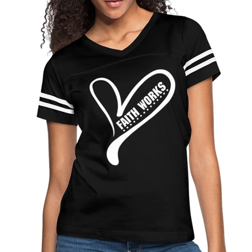 Womens Graphic Vintage Tee - Faith Works Heart Sport T-shirt