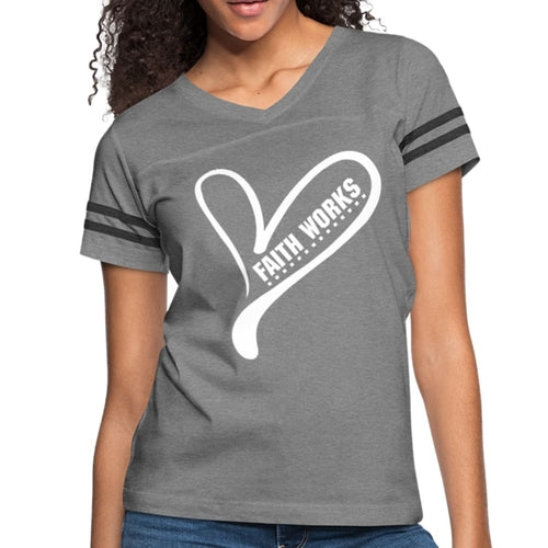 Womens Graphic Vintage Tee - Faith Works Heart Sport T-shirt