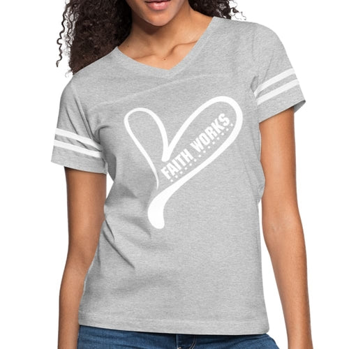 Womens Graphic Vintage Tee - Faith Works Heart Sport T-shirt