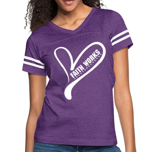 Womens Graphic Vintage Tee - Faith Works Heart Sport T-shirt
