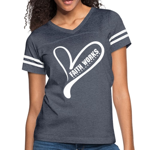 Womens Graphic Vintage Tee - Faith Works Heart Sport T-shirt