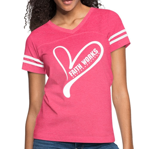 Womens Graphic Vintage Tee - Faith Works Heart Sport T-shirt