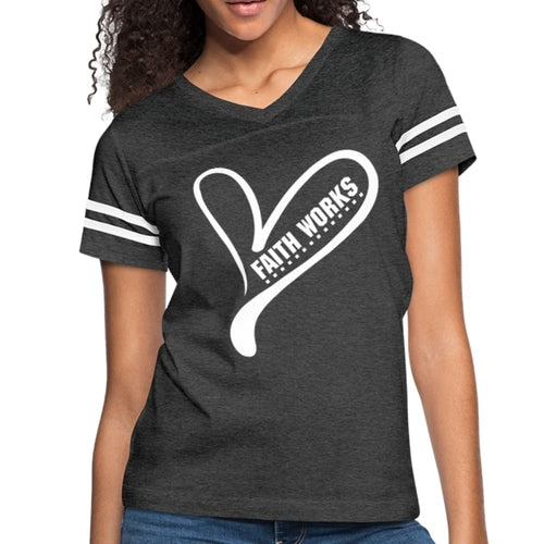 Womens Graphic Vintage Tee - Faith Works Heart Sport T-shirt