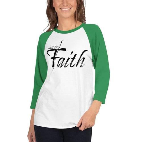 Womens Raglan Tee - Inspire Faith Graphic Pullover Baseball Shirt