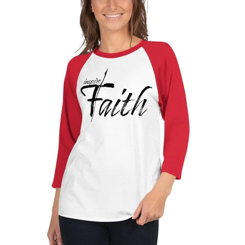 Womens Raglan Tee - Inspire Faith Graphic Pullover Baseball Shirt