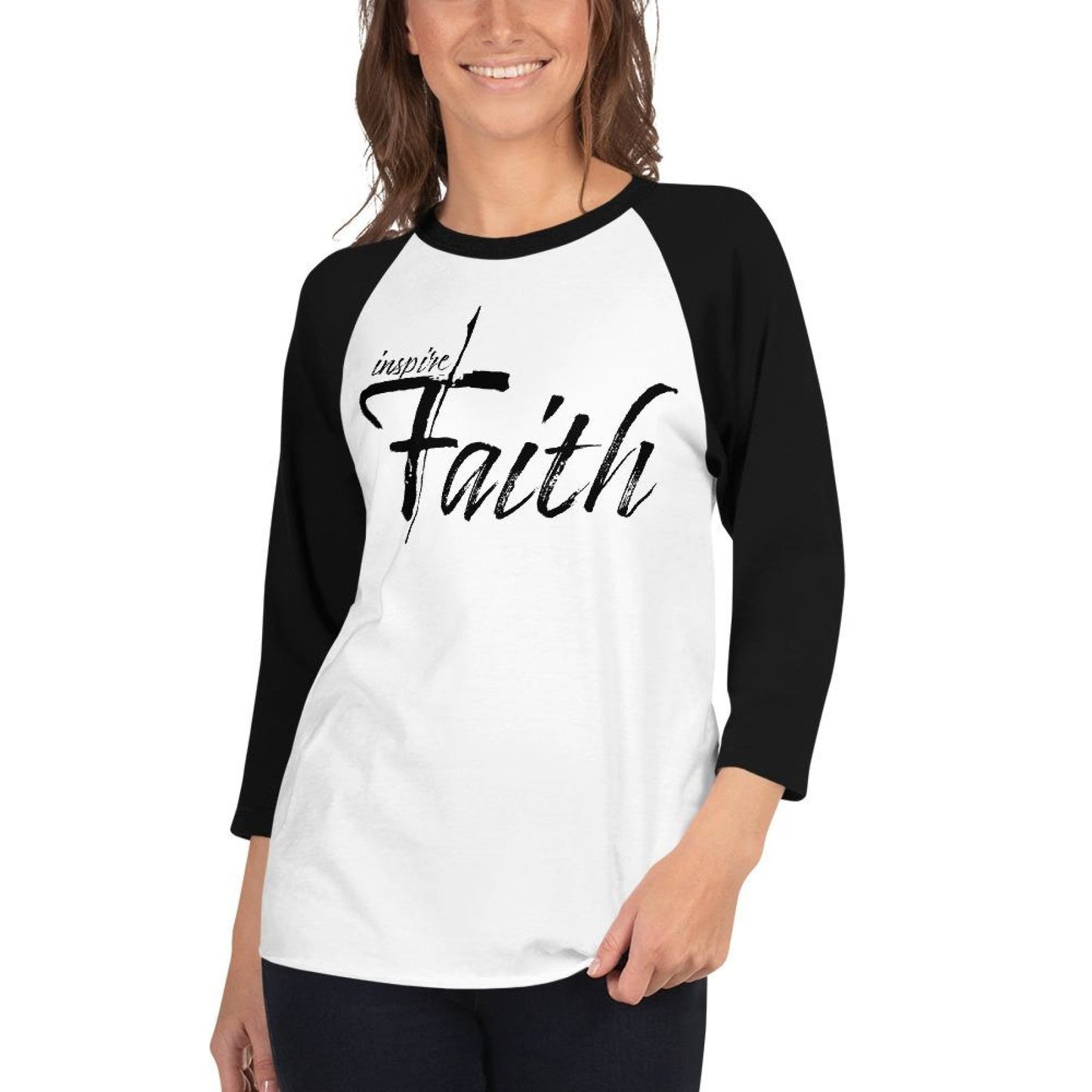 Womens Raglan Tee - Inspire Faith Graphic Pullover Baseball Shirt