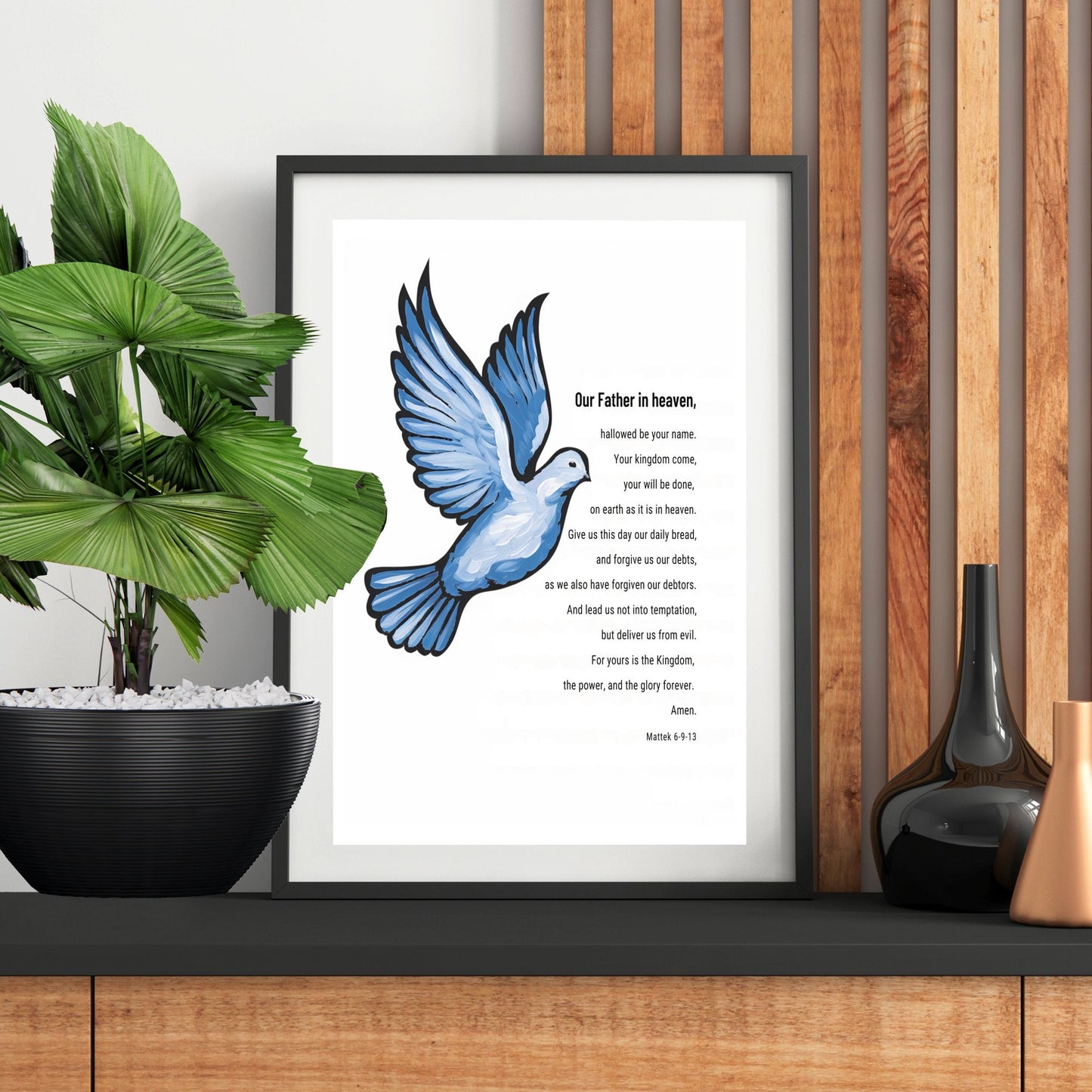 Wall Decor Giclee Poster Art Print - our Father Bible Verse - Dove