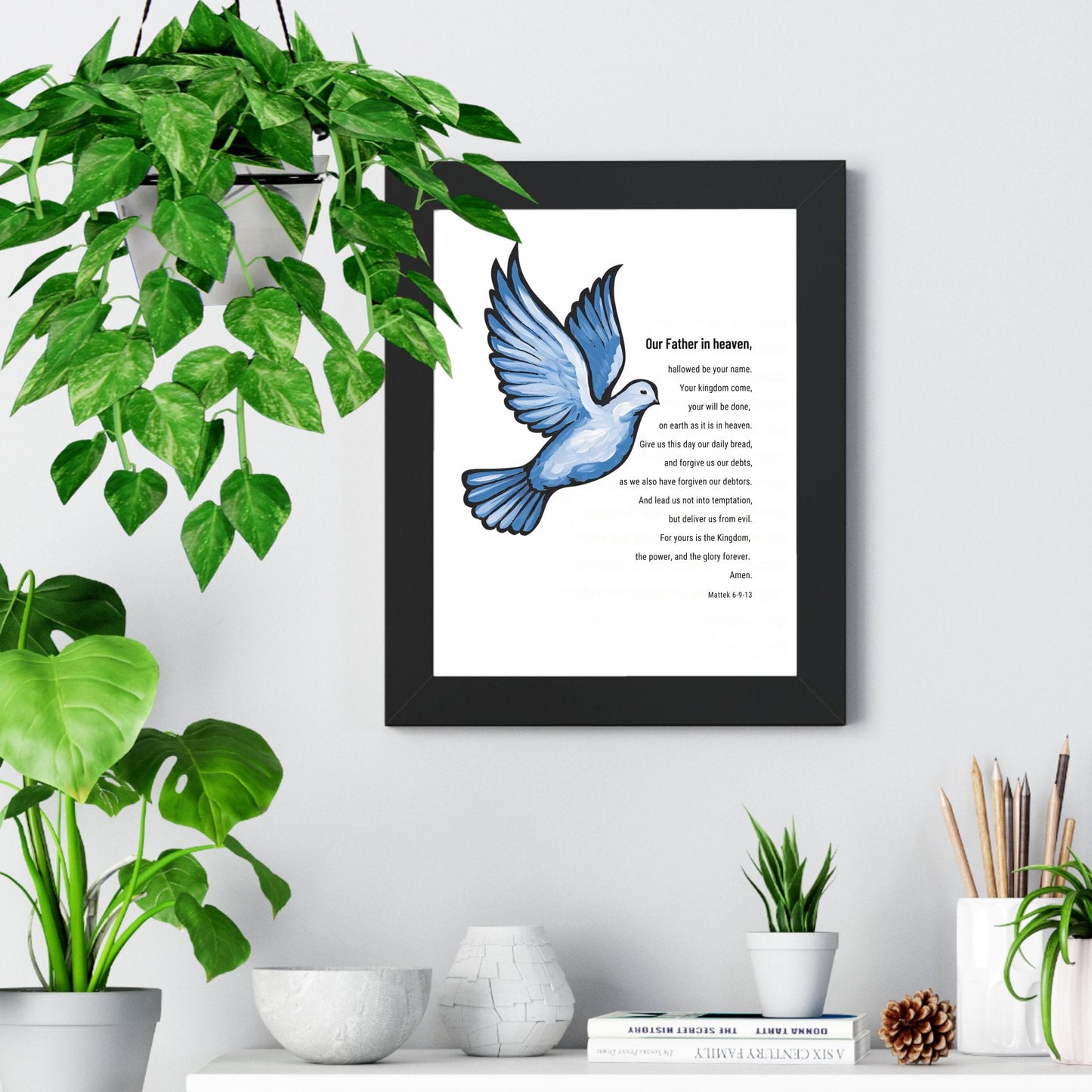 Wall Decor Giclee Poster Art Print - our Father Bible Verse - Dove