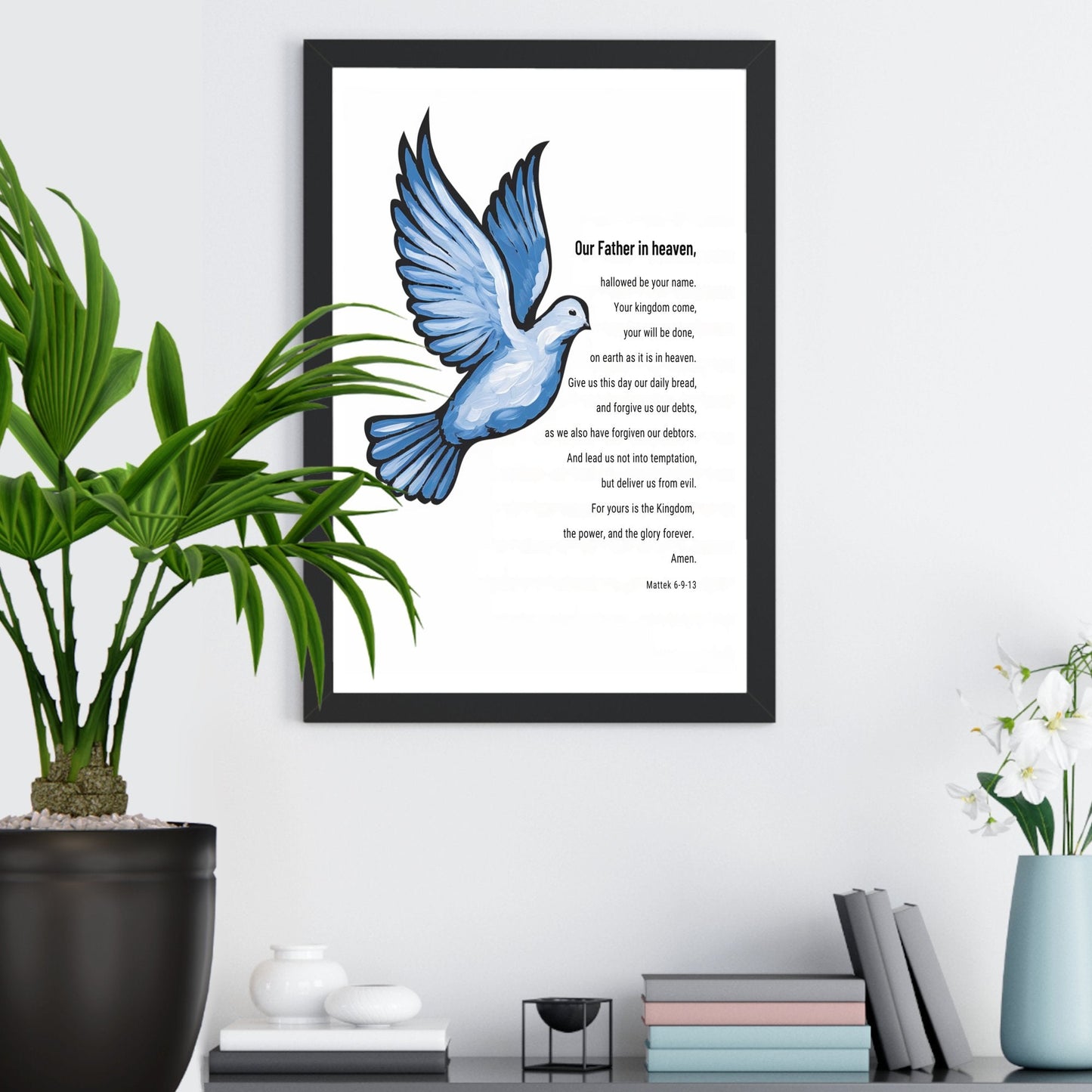 Wall Decor Giclee Poster Art Print - our Father Bible Verse - Dove