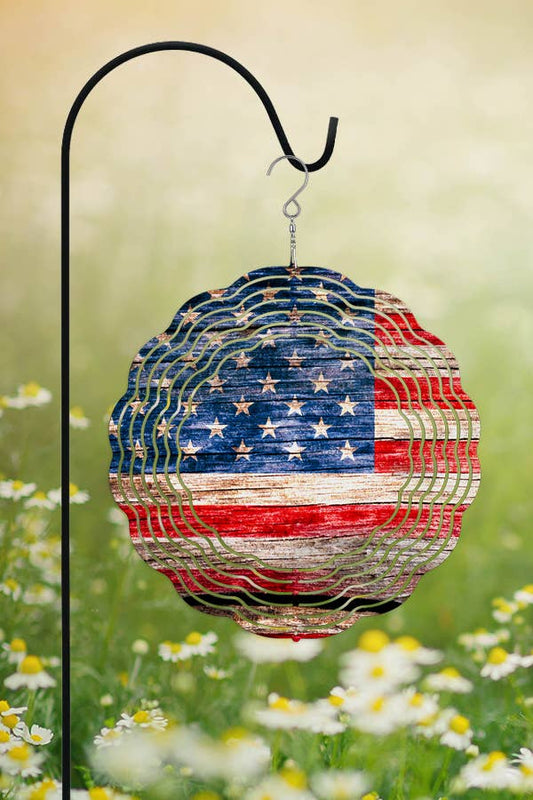 Patriotic USA American Flag Home Decor Wind Spinner