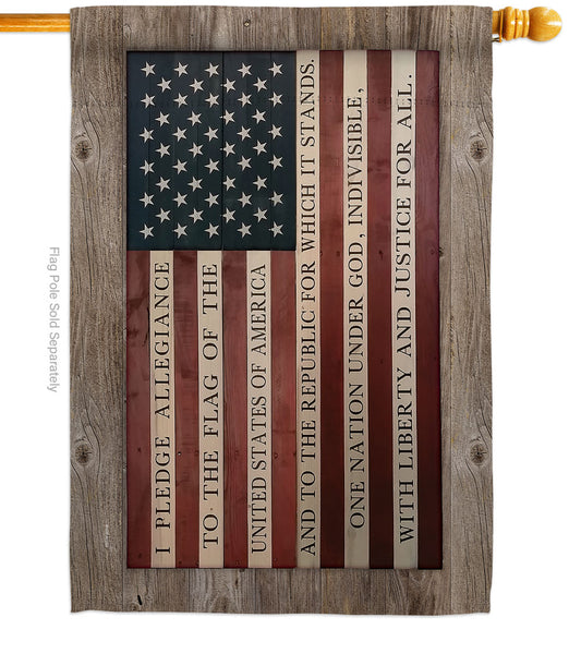 Breeze Decor Pledge of Allegiance House Flag Patriotic Star