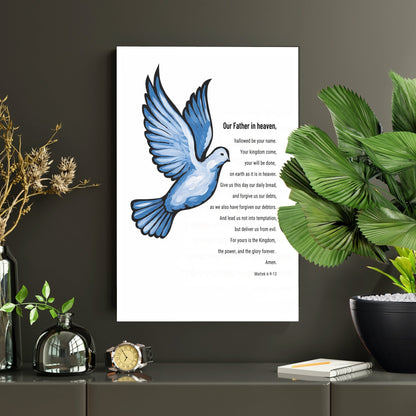 Wall Decor Giclee Poster Art Print - our Father Bible Verse - Dove