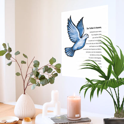 Wall Decor Giclee Poster Art Print - our Father Bible Verse - Dove