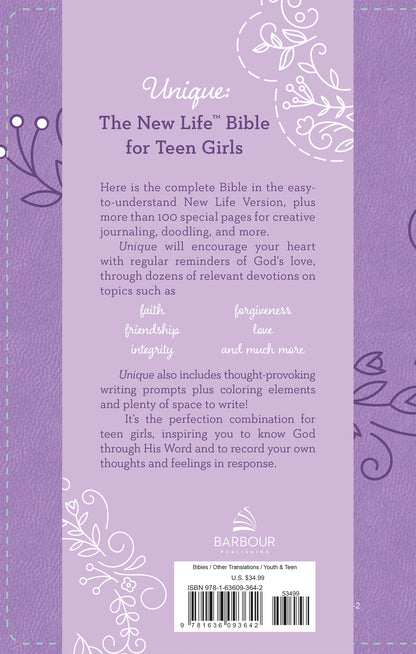 Unique : The New Life Bible for Teen Girls