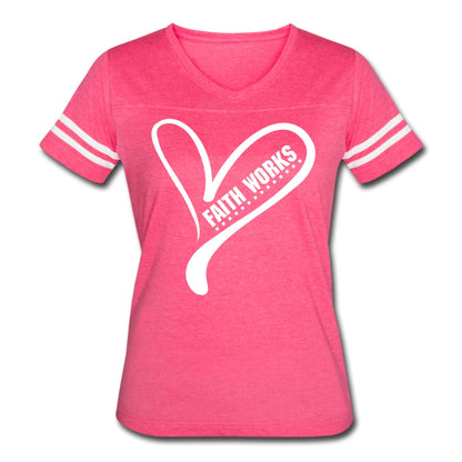 Womens Graphic Vintage Tee - Faith Works Heart Sport T-shirt