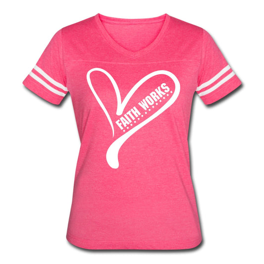 Womens Graphic Vintage Tee - Faith Works Heart Sport T-shirt