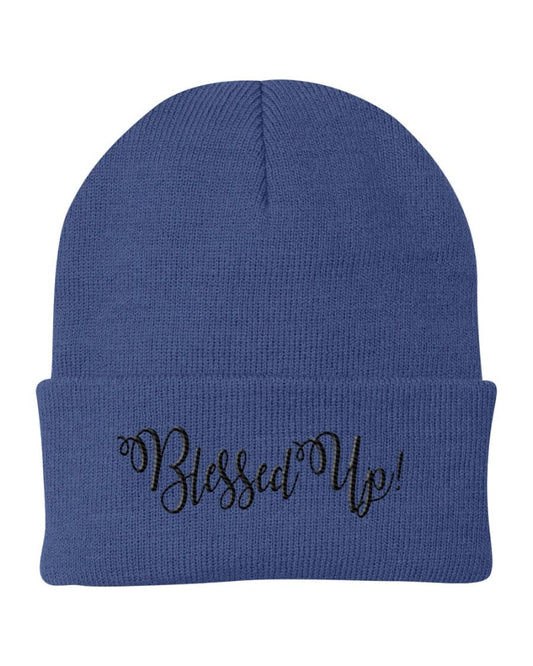 Beanie Cap / Blessed Up Embroidered Graphic - Cuffed Knit Hat