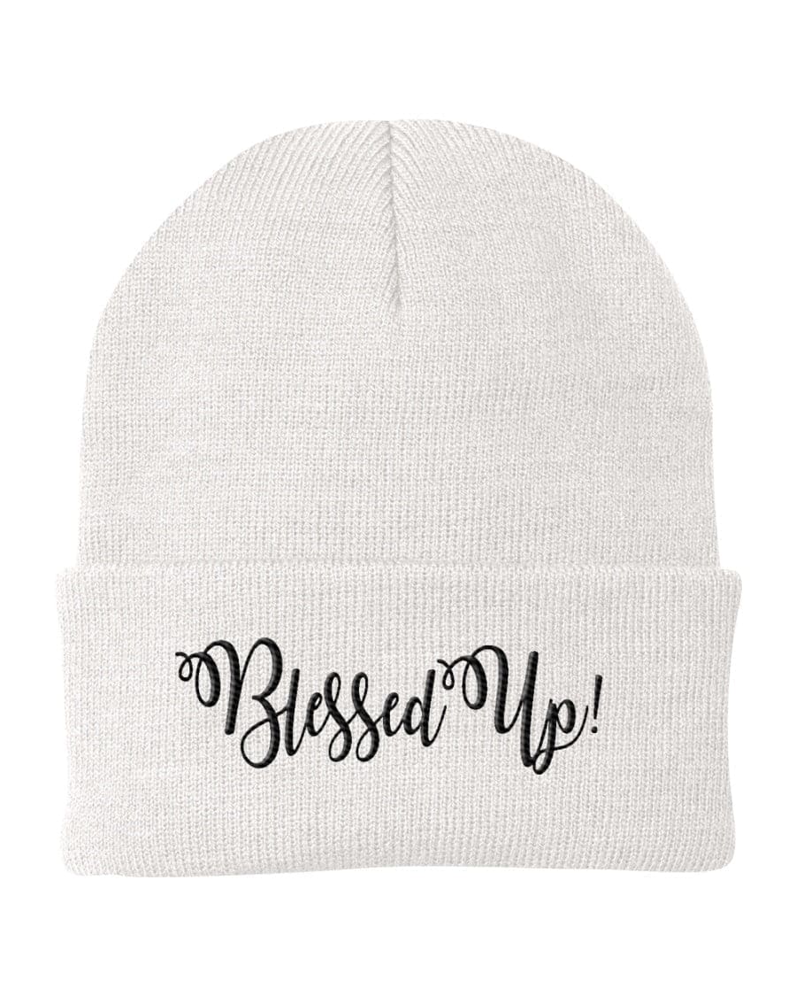 Beanie Cap / Blessed Up Embroidered Graphic - Cuffed Knit Hat