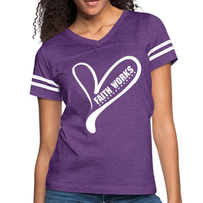 Womens Graphic Vintage Tee - Faith Works Heart Sport T-shirt