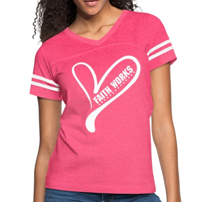 Womens Graphic Vintage Tee - Faith Works Heart Sport T-shirt