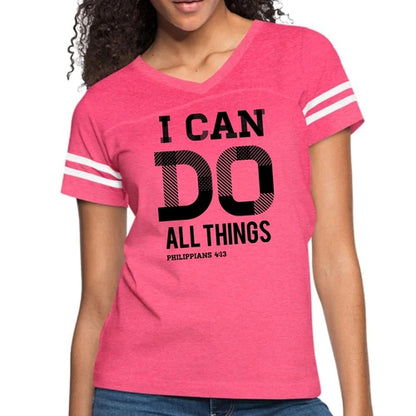 Womens Vintage Sport Graphic T-shirt - i can do All Things Philippians